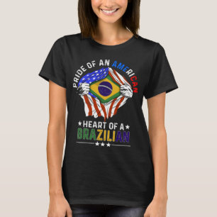 Braziliaans Amerikaans buitenlands land vlag T-shirt