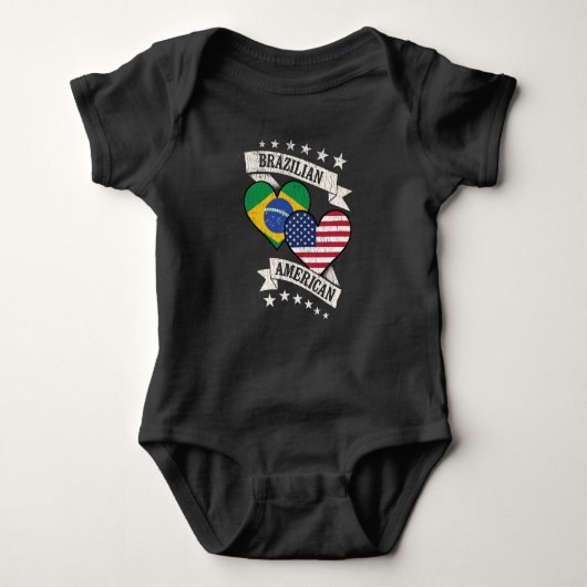 Braziliaans Amerikaans Hart Vlaggen Brazilië Ameri Romper (Voorkant)