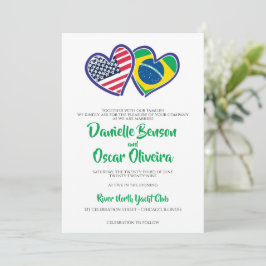 Braziliaans Amerikaans hart vlaggen bruiloft Kaart