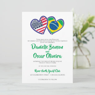 Braziliaans Amerikaans hart vlaggen bruiloft Kaart