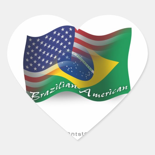 Braziliaans-Amerikaanse golfvlag Hart Sticker (Voorkant)