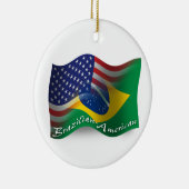 Braziliaans-Amerikaanse golfvlag Keramisch Ornament (Rechts)