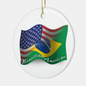 Braziliaans-Amerikaanse golfvlag Keramisch Ornament (Links)