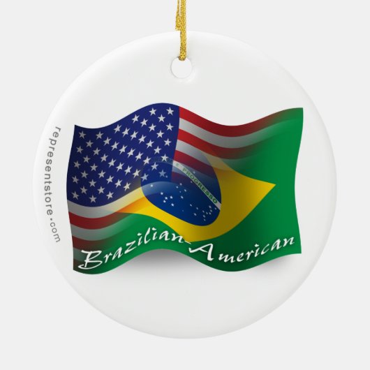 Braziliaans-Amerikaanse golfvlag Keramisch Ornament (Achterkant)