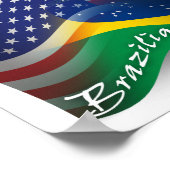 Braziliaans-Amerikaanse golfvlag Poster (Hoek)