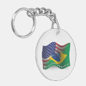 Braziliaans-Amerikaanse golfvlag Sleutelhanger (Voorkant Links)