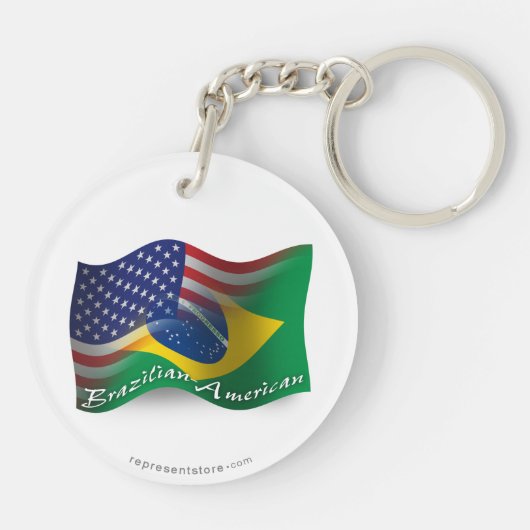 Braziliaans-Amerikaanse golfvlag Sleutelhanger (Achterkant)