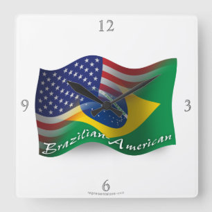 Braziliaans-Amerikaanse golfvlag Vierkante Klok