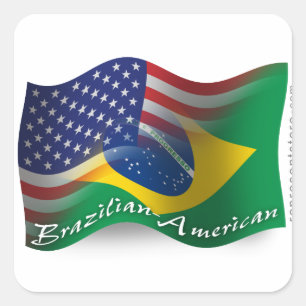 Braziliaans-Amerikaanse golfvlag Vierkante Sticker