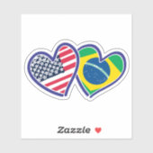Braziliaans-Amerikaanse hartvlaggen Sticker (Vel)