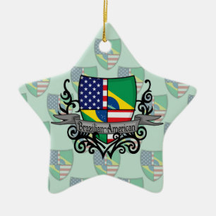 Braziliaans-Amerikaanse vlag Keramisch Ornament