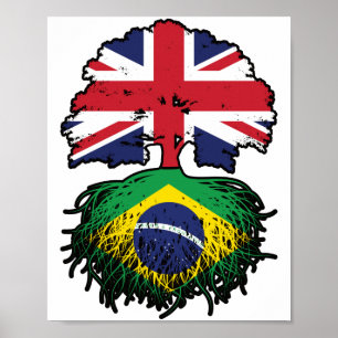 Braziliaans Brits - Brits - Bergoldvlag Poster