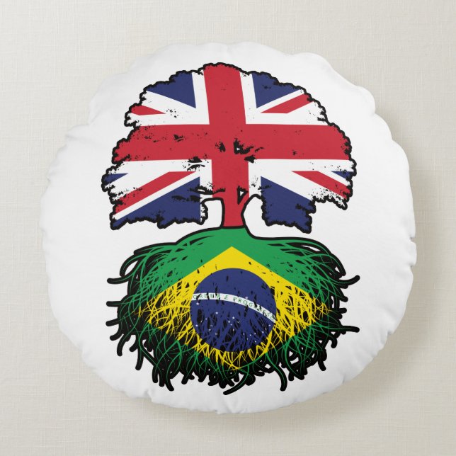 Braziliaans Brits - Brits - Bergoldvlag Rond Kussen (Voorkant)