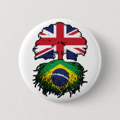 Braziliaans Brits - Brits - Bergoldvlag Ronde Button 5,7 Cm (Voorkant)