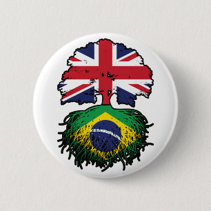 Braziliaans Brits - Brits - Bergoldvlag Ronde Button 5,7 Cm