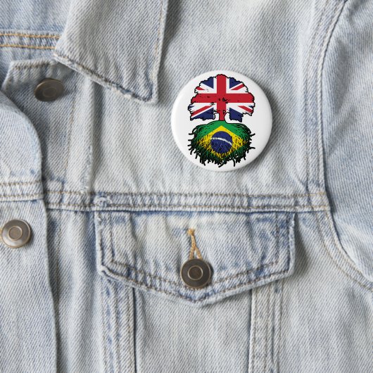 Braziliaans Brits - Brits - Bergoldvlag Ronde Button 5,7 Cm (In situ)