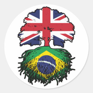 Braziliaans Brits - Brits - Bergoldvlag Ronde Sticker