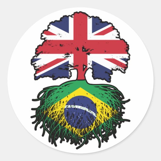 Braziliaans Brits - Brits - Bergoldvlag Ronde Sticker (Voorkant)
