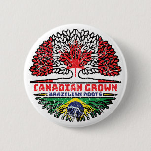 Braziliaans - Canadese Canadese vlag voor boomstam Ronde Button 5,7 Cm