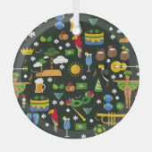 Braziliaans carnaval,  platte textuur. glas ornament (Voorkant)