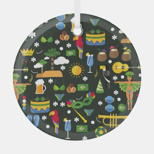 Braziliaans carnaval,  platte textuur. glas ornament (Voorkant)