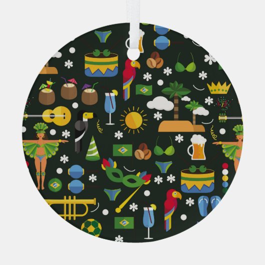 Braziliaans carnaval,  platte textuur. glas ornament (Achterkant)