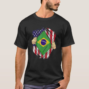 Braziliaans erfgoed Brazilië wortels USA vlag DNA  T-shirt