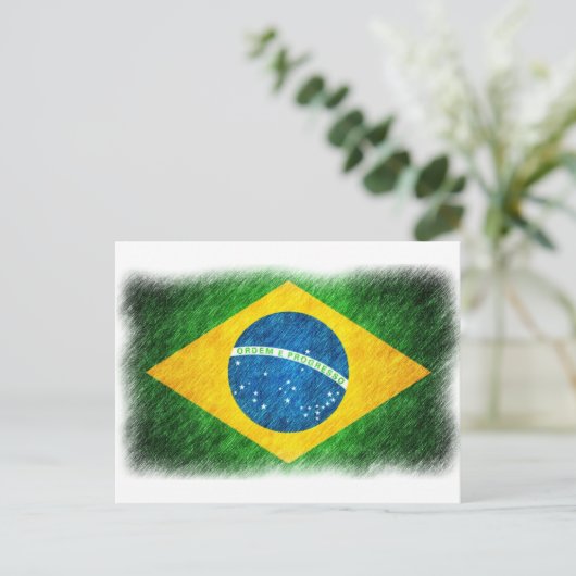 Braziliaans_Flag_Pencil_Painting Briefkaart (Staand voorkant)