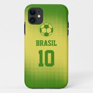 Braziliaans Football met aangepast tekstnummer iPhone 11 Hoesje