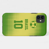 Braziliaans Football met aangepast tekstnummer Case-Mate iPhone Case (Achterkant (horizontaal))