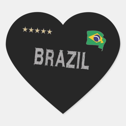 Braziliaans Football Ventilatorhart Shirt Hart Sticker (Voorkant)