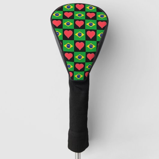 Braziliaans Golf Love Heart Patriotic Braziliaans Golfheadcover (Voorkant)