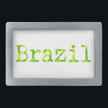 Braziliaans groen en geel lettertype gesp<br><div class="desc">Brazilië in het groene en gele lettertype van de typemachine. Oorspronkelijk ontwerp.</div>