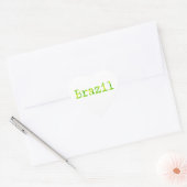 Braziliaans groen en geel lettertype hart sticker (Envelop)