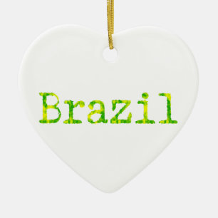 Braziliaans groen en geel lettertype keramisch ornament
