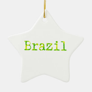 Braziliaans groen en geel lettertype keramisch ornament