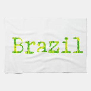 Braziliaans groen en geel lettertype theedoek