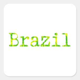 Braziliaans groen en geel lettertype vierkante sticker