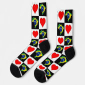 Braziliaans Heart Pattern Braziliaanse nationale v Sokken (Links)
