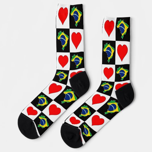 Braziliaans Heart Pattern Braziliaanse nationale v Sokken (Links)