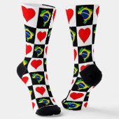 Braziliaans Heart Pattern Braziliaanse nationale v Sokken (Gebogen)