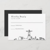 Braziliaans Huwelijk | Gestileerde Skyline RSVP (Voorkant / Achterkant)