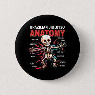 Braziliaans Jiu Jitsu Anatomie Skelet Bewegingen K Ronde Button 5,7 Cm