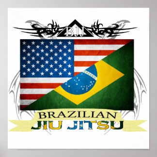 Braziliaans Jiu JItsu Flag Fusion poster