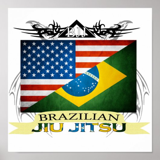 Braziliaans Jiu JItsu Flag Fusion poster (Voorkant)