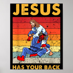 Braziliaans Jiu Jitsu Jezus Staat Achter Je BJJ MM Poster