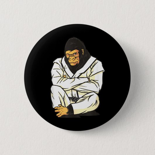 Braziliaans Jiu Jitsu Judo Gorilla Ronde Button 5,7 Cm (Voorkant)