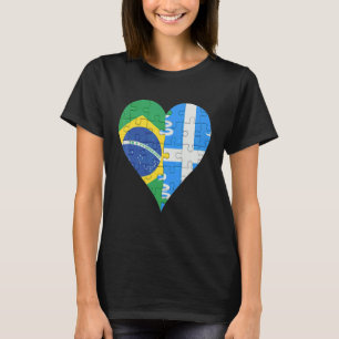 Braziliaans Martiniquais Flag Heart T-shirt
