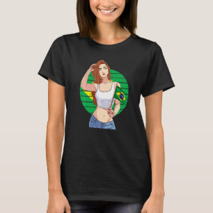 Braziliaans Meisje Brazilië Trots Brasil Vlag Bras T-shirt