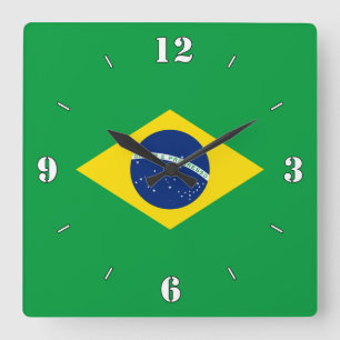 Braziliaans nationaal vlagpatriottisch vierkante klok